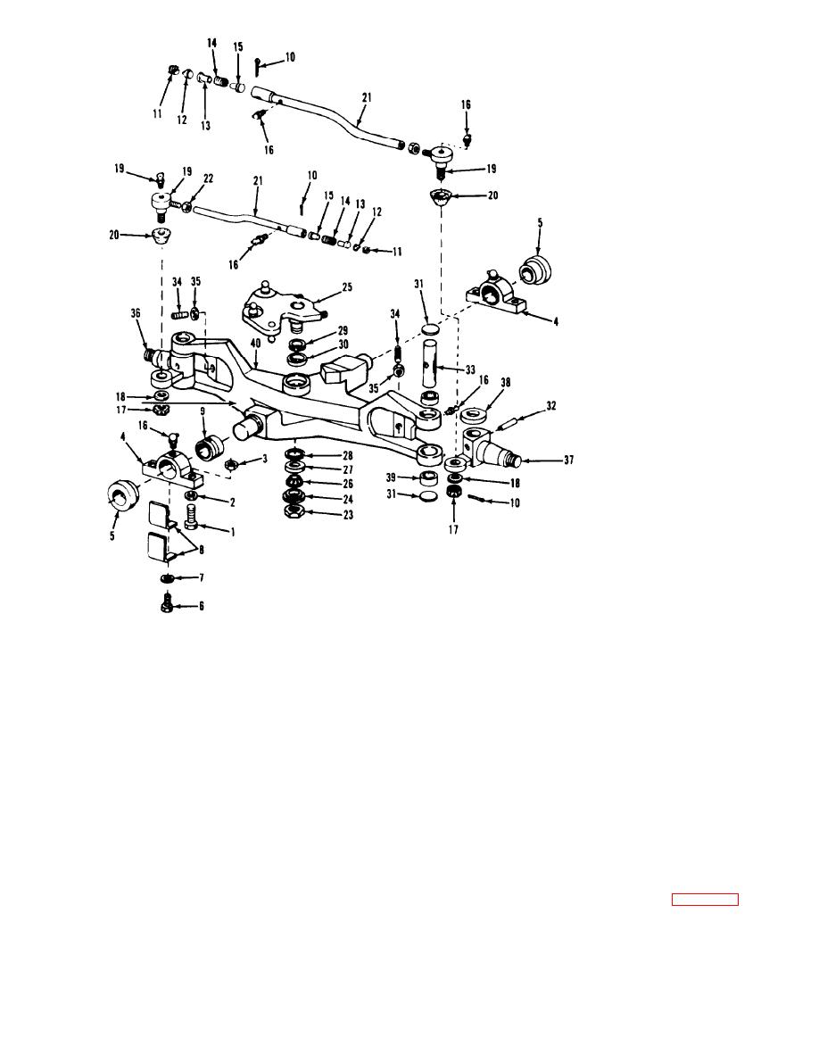 Figure 4-17. Rear axle assembly, exploded view.